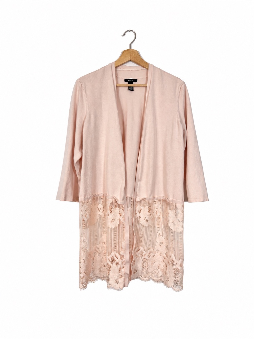 Alfani Floral Lace Longline Cardigan Large Romantic Fall Layering Casual Cottage